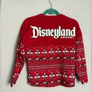 Disneyland Christmas Holiday Spirit Jersey Red Mickey Minnie Youth Large Unisex